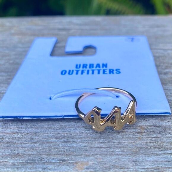 NWT New Urban Outfitters UO 444 Gold Stackable Angel Lucky Numbers Ring Size 7 - Picture 4 of 5